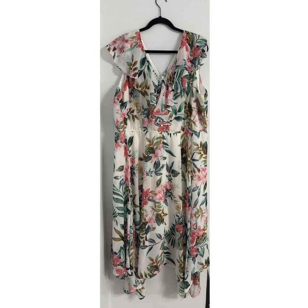 Lane Bryant Floral Ruffle‎ Chiffon Dress Feminine Spring Womens 20